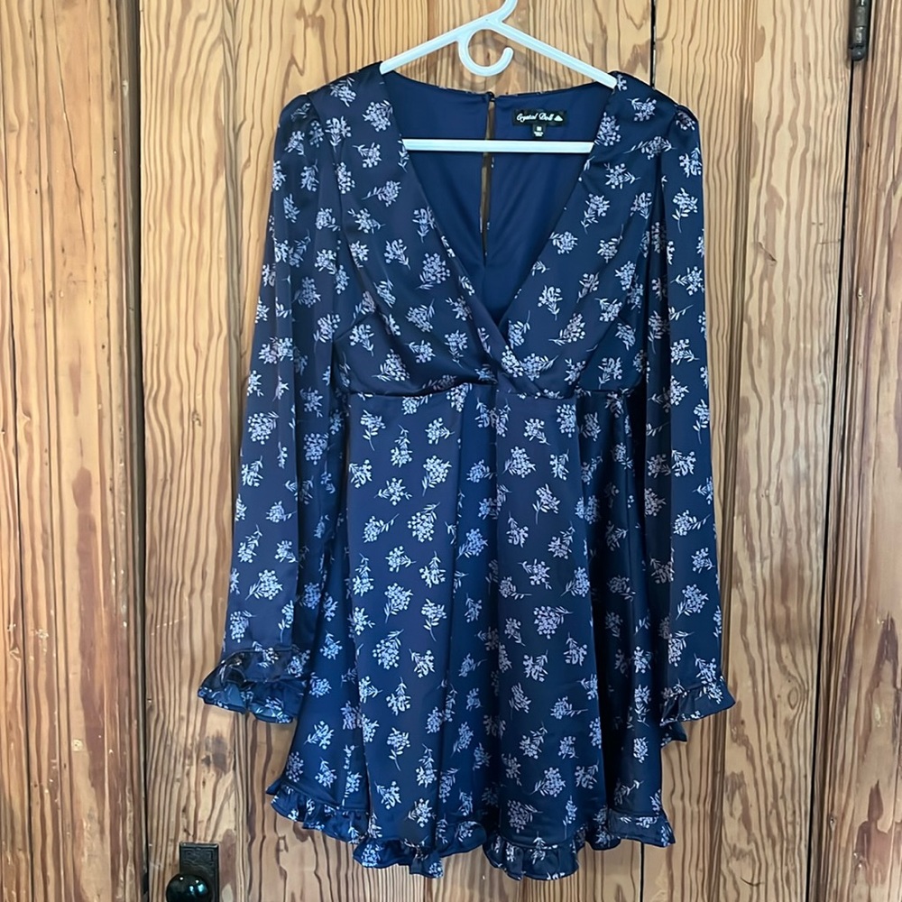 Shiny navy blue twirl dress